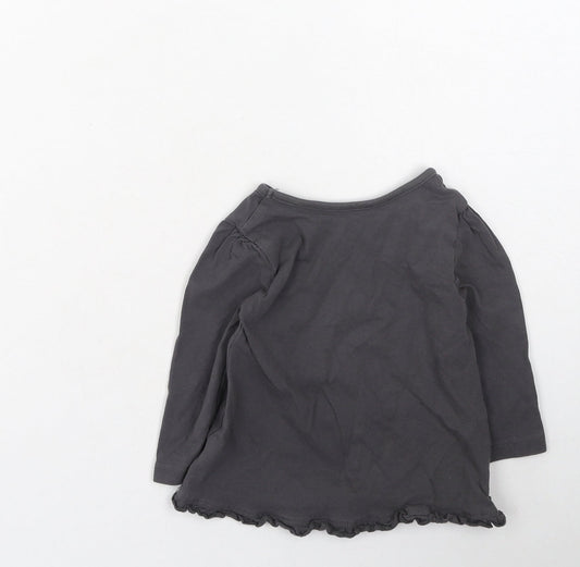 George Boys Grey Cotton Basic Casual Size 6-9 Months Round Neck