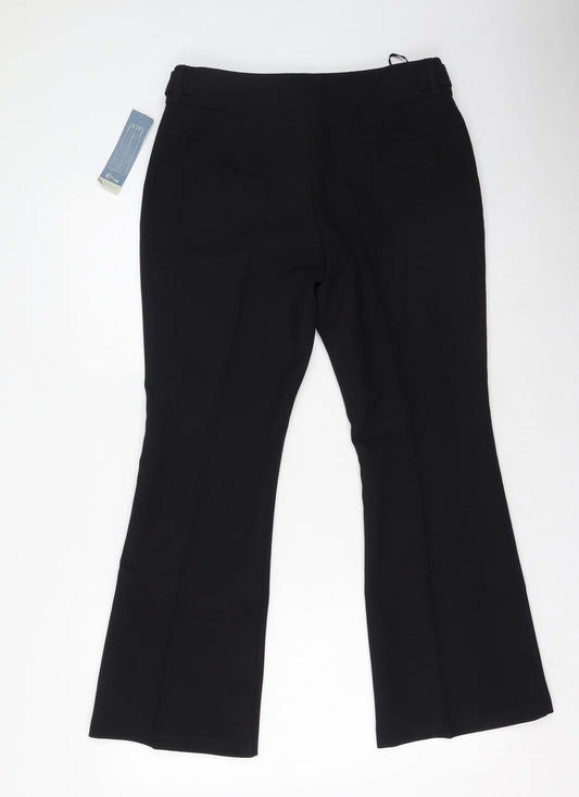 Evie Womens Black Polyester Trousers Size 10 L23 in Regular