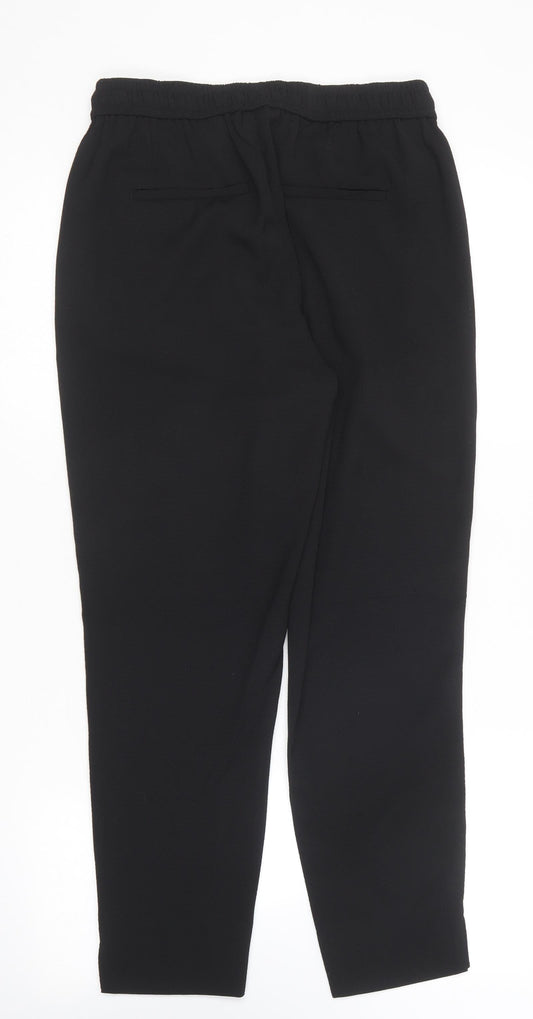 H&M Womens Black Polyester Trousers Size 8 L26 in Regular