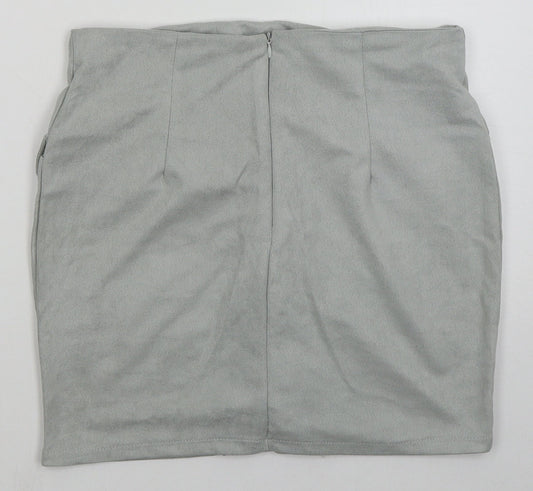 BKMGC Womens Grey Polyester Mini Skirt Size M Zip