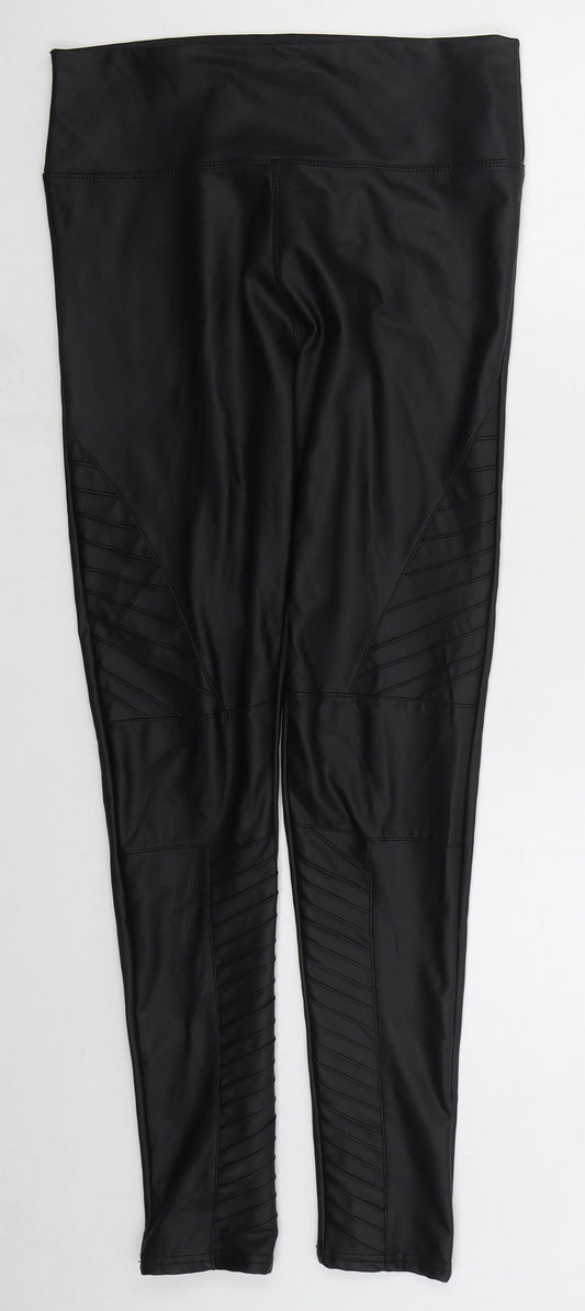 Yu & Me Womens Black Polyurethane Carrot Leggings Size M L28 in