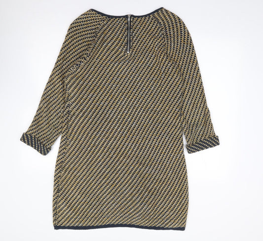 Vila Clothes Womens Multicoloured Acrylic Jumper Dress Size L Round Neck Pullover