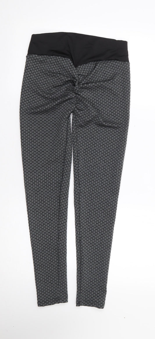 Viki Body Womens Grey Geometric Polyester Jogger Leggings Size L L27 in