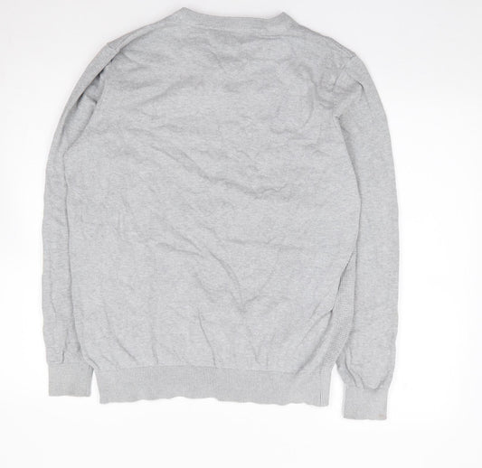 George Mens Grey Crew Neck Cotton Pullover Jumper Size L