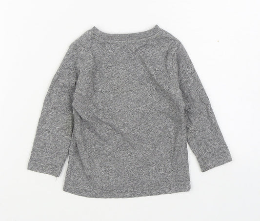 Dunnes Stores Boys Grey Cotton Basic T-Shirt Size 12-18 Months Round Neck Pullover