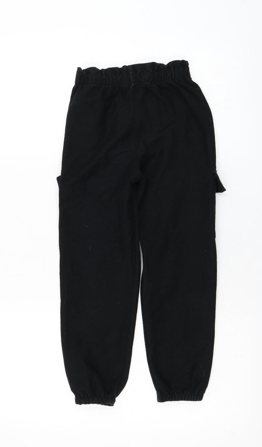 Zara Girls Black Cotton Jogger Trousers Size 9 Months Regular Pullover