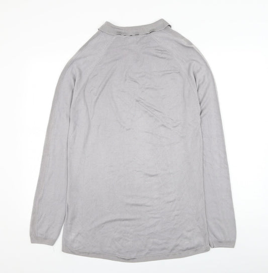 River Island Mens Grey Collared Viscose Pullover Jumper Size L