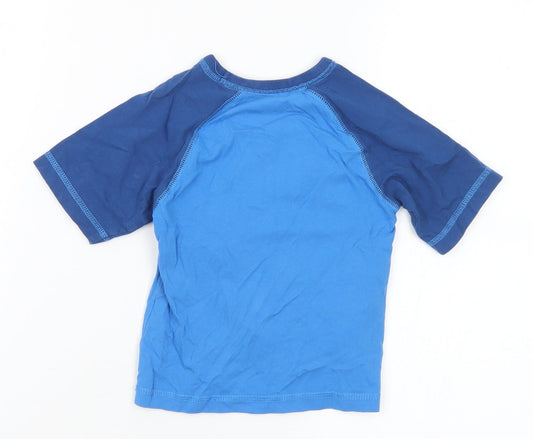 George Boys Blue Cotton Basic T-Shirt Size 2-3 Years Crew Neck - Robot