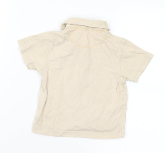 Adams Baby Beige Floral Cotton Basic Polo Size 9-12 Months Collared - Number