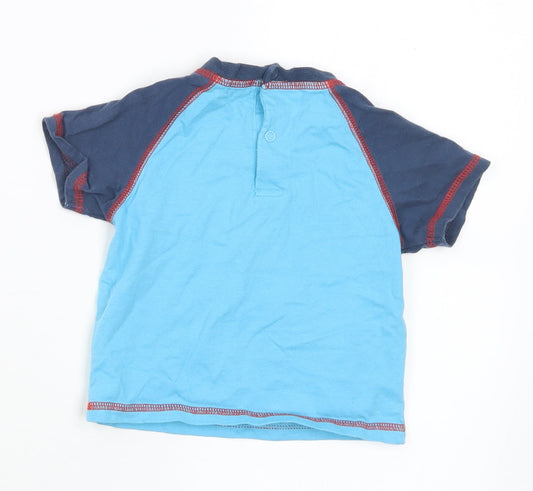 Minoti Boys Blue Cotton Basic T-Shirt Size 6-9 Months Crew Neck - 6-12 Months. Cars