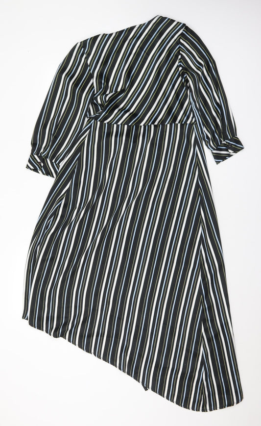 Calliope Womens Multicoloured Striped Polyester Wrap Dress Size XS V-Neck