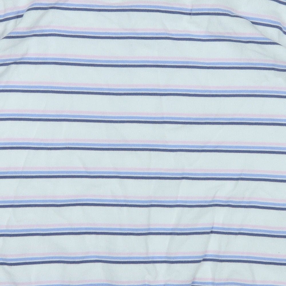 Marks and Spencer Womens Multicoloured Round Neck Striped Cotton Cardigan Jumper Size 16