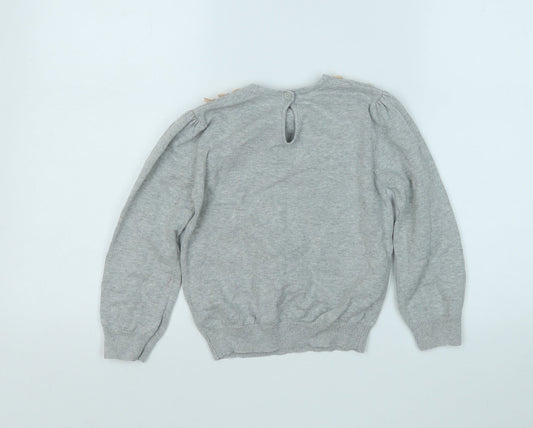 Autograph Girls Grey Round Neck Acrylic Pullover Jumper Size 6-7 Years