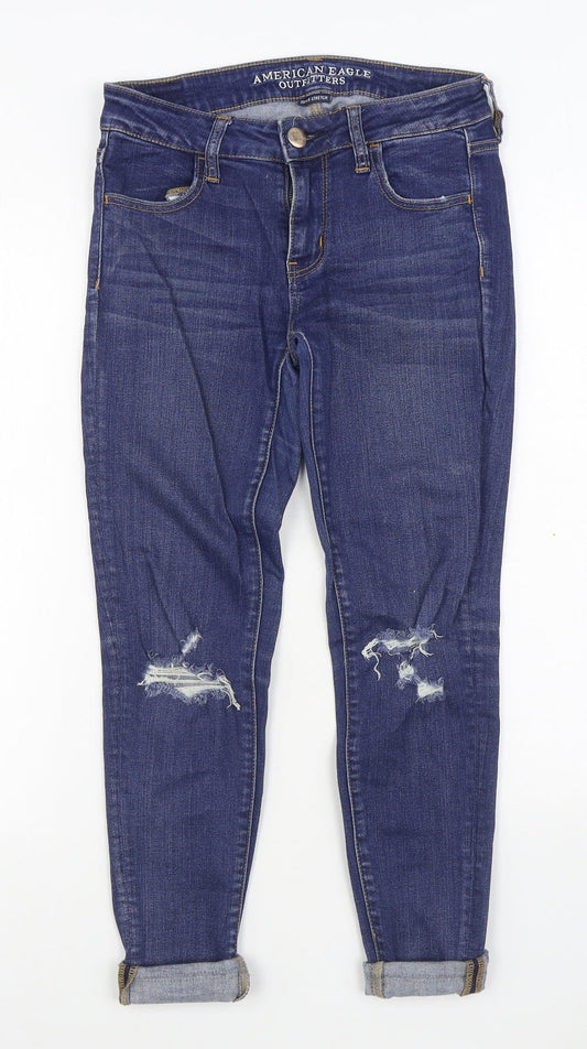 American Eagle Outfitters Womens Blue Cotton Jegging Jeans Size 8 L26 in Regular Zip