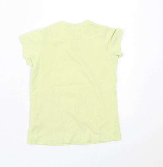 H&M Girls Green Cotton Basic T-Shirt Size 12-18 Months Crew Neck Pullover