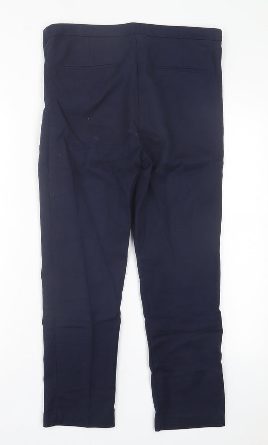 f7f Womens Blue Polyester Trousers Size 12 L25 in Regular Hook & Eye