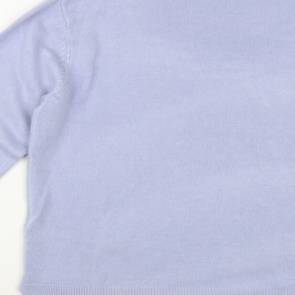 Marks and Spencer Womens Blue Boat Neck Acrylic Pullover Jumper Size 12