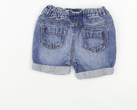 NEXT Baby Blue Cotton Cropped Jeans Size 0-3 Months Drawstring