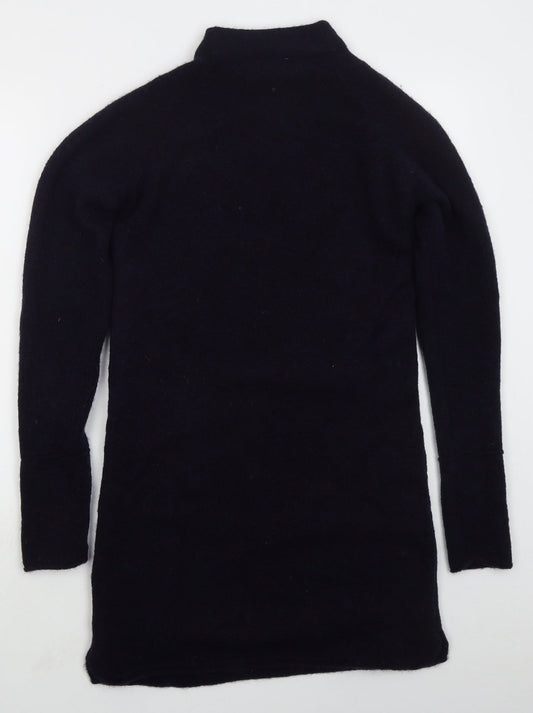 Wrap Womens Blue Acrylic Jumper Dress Size S Mock Neck Pullover