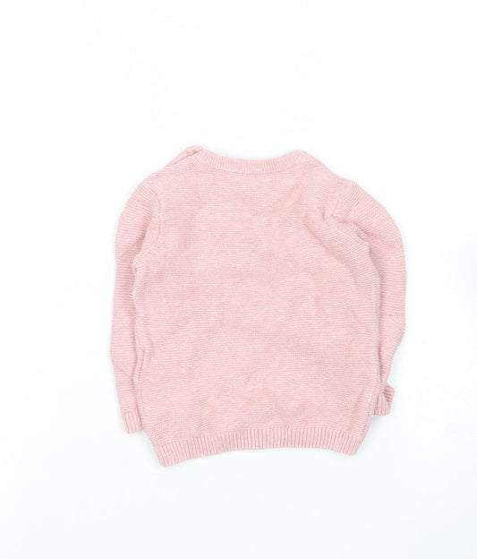 Marks and Spencer Girls Pink Cotton Pullover Jumper Size 3-6 Months - Love heart