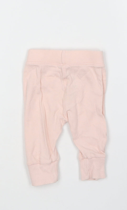 George Girls Pink Cotton Jogger Leggings Size 0-3 Months