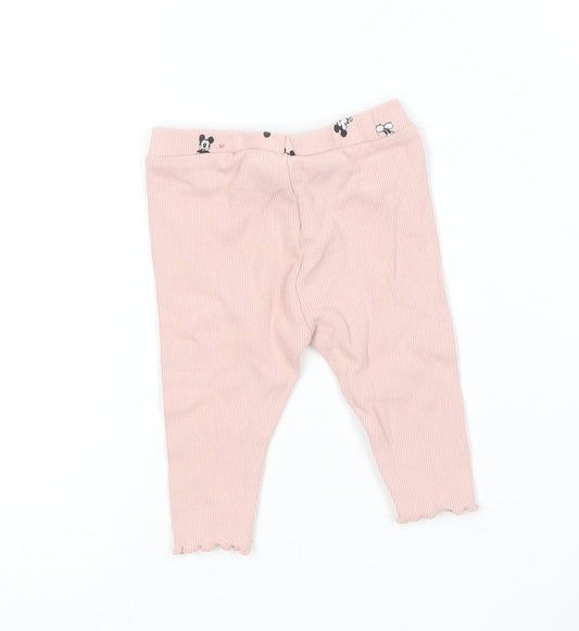 Zara Girls Pink Cotton Jogger Leggings Size 3-6 Months - Mickey Mouse