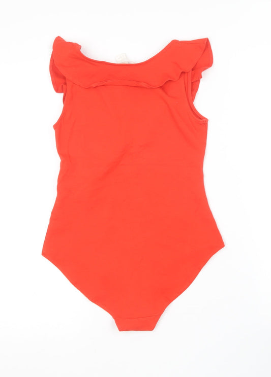 H&M Womens Red Cotton Bodysuit One-Piece Size S