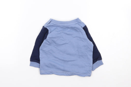 Peacocks Boys Blue Colourblock Cotton Pullover Jumper Size 3-6 Months Pullover - Boss