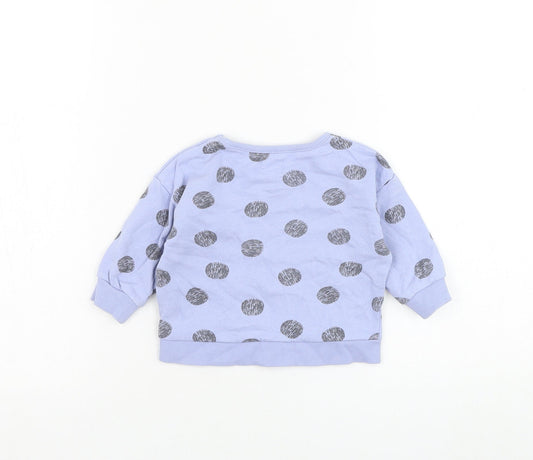 John Lewis Boys Blue Polka Dot Cotton Pullover Jumper Size 3-6 Months Pullover
