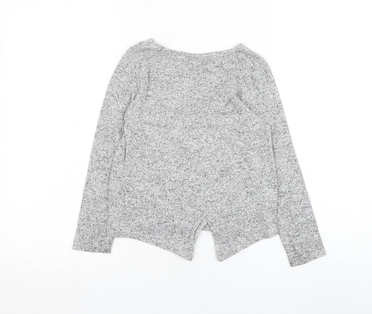 Matalan Girls Grey Round Neck Viscose Pullover Jumper Size 8 Years Pullover - Slogan