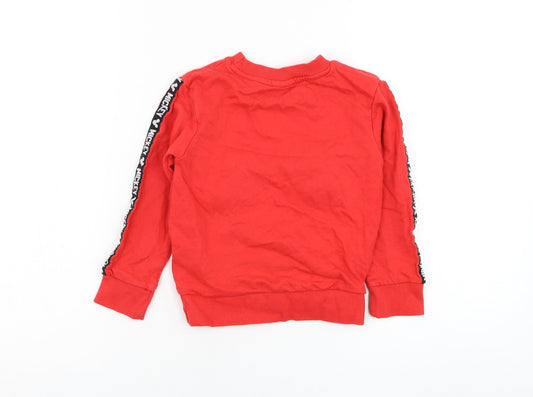 Character Boys Red Cotton Pullover Sweatshirt Size 4 Years Pullover - Mickey Mouse