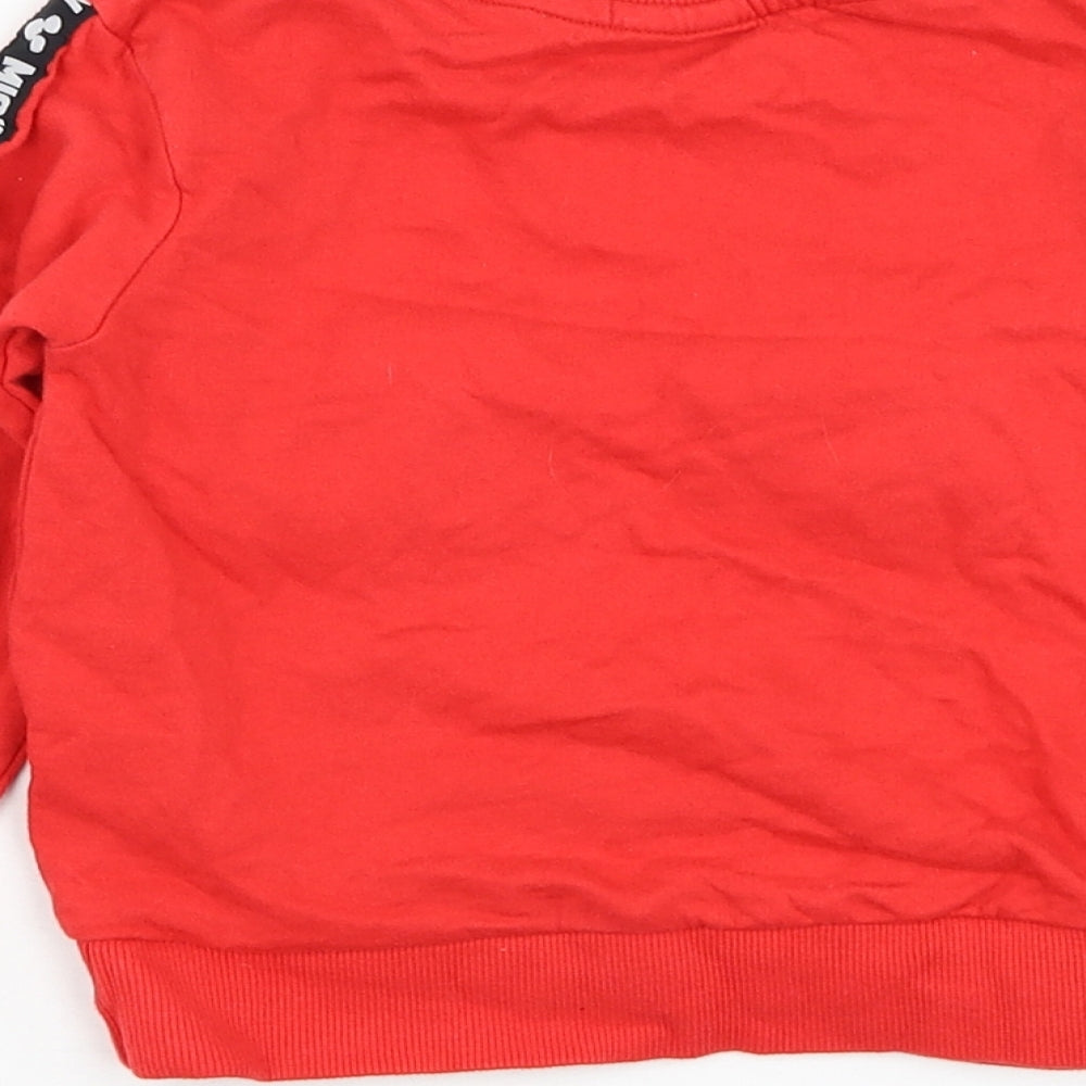 Character Boys Red Cotton Pullover Sweatshirt Size 4 Years Pullover - Mickey Mouse