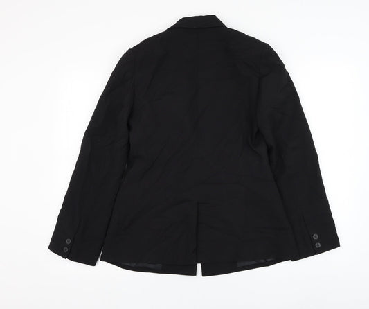 Simon Jersey Womens Black Jacket Blazer Size 10 Button