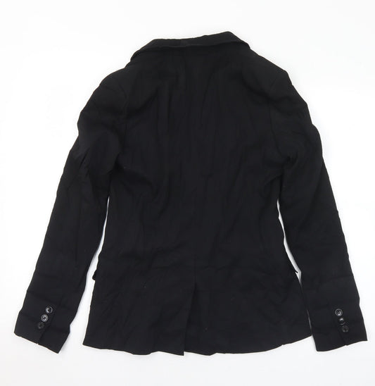 H&M Womens Black Polyester Jacket Suit Jacket Size 10
