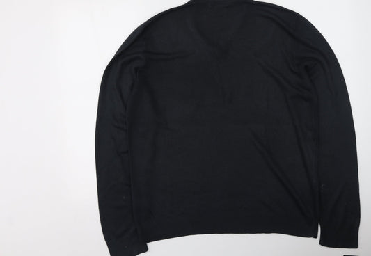 Marks and Spencer Mens Blue V-Neck Acrylic Pullover Jumper Size L