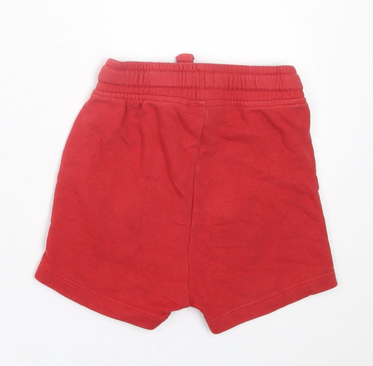 George Boys Red Cotton Sweat Shorts Size 2-3 Years Regular Tie