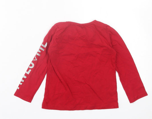 Evie Angel Girls Red Cotton Basic Casual Size 12-18 Months Crew Neck Pullover