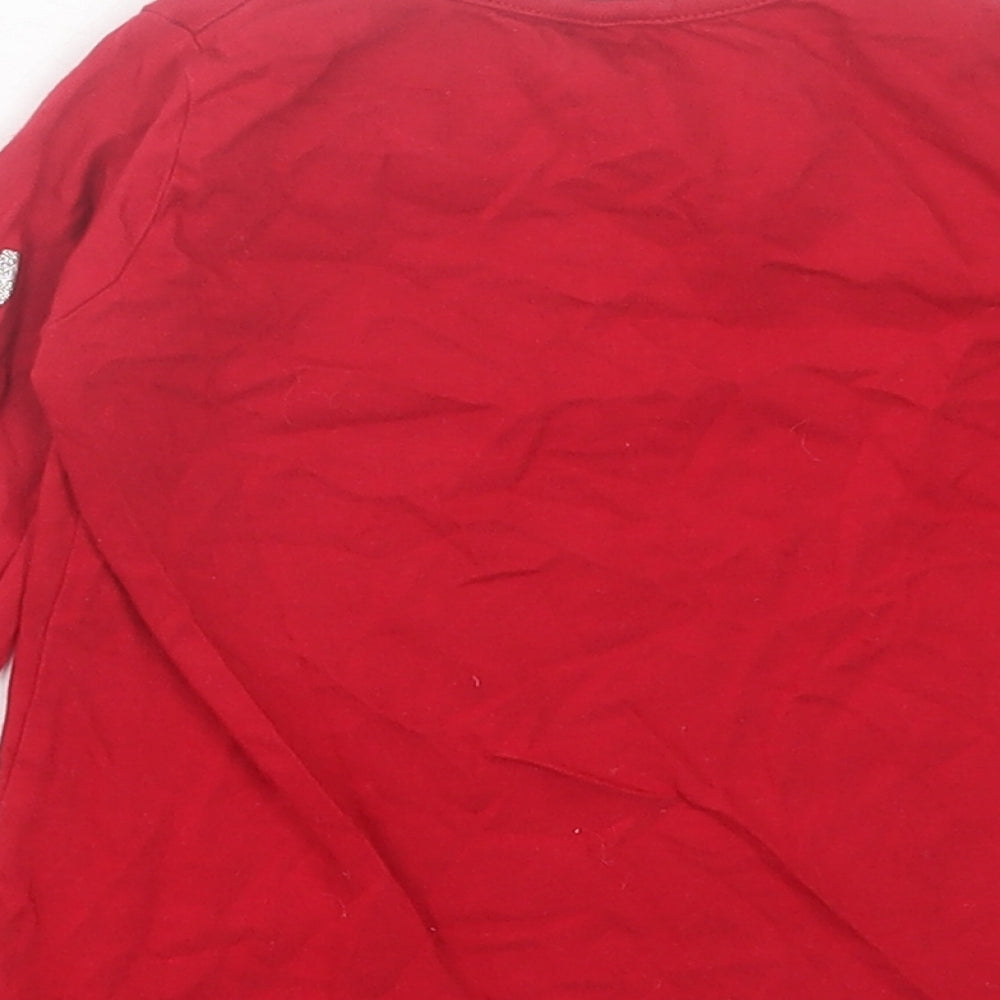 Evie Angel Girls Red Cotton Basic Casual Size 12-18 Months Crew Neck Pullover