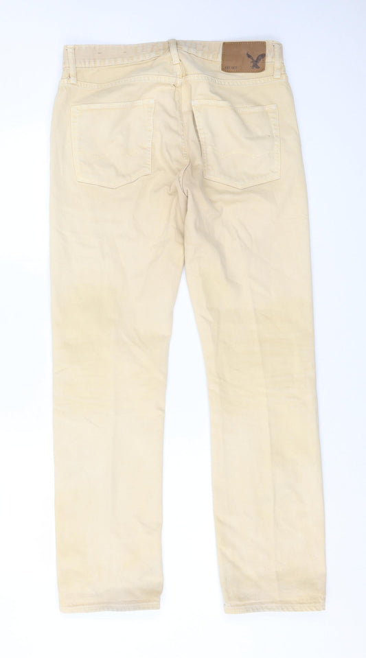 American Eagle Outfitters Womens Beige Cotton Straight Jeans Size 30 L32 in Regular Button