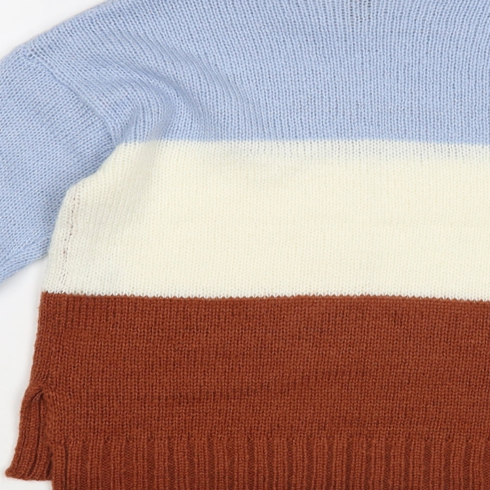 New Look Girls Multicoloured Crew Neck Striped Acrylic Pullover Jumper Size 12-13 Years Pullover