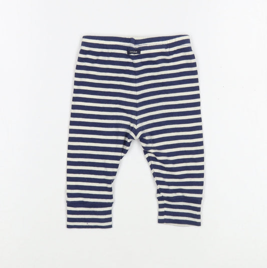 Gap Baby Blue Striped Cotton Jogger Leggings Size 3-6 Months Drawstring
