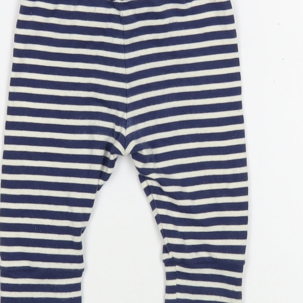 Gap Baby Blue Striped Cotton Jogger Leggings Size 3-6 Months Drawstring