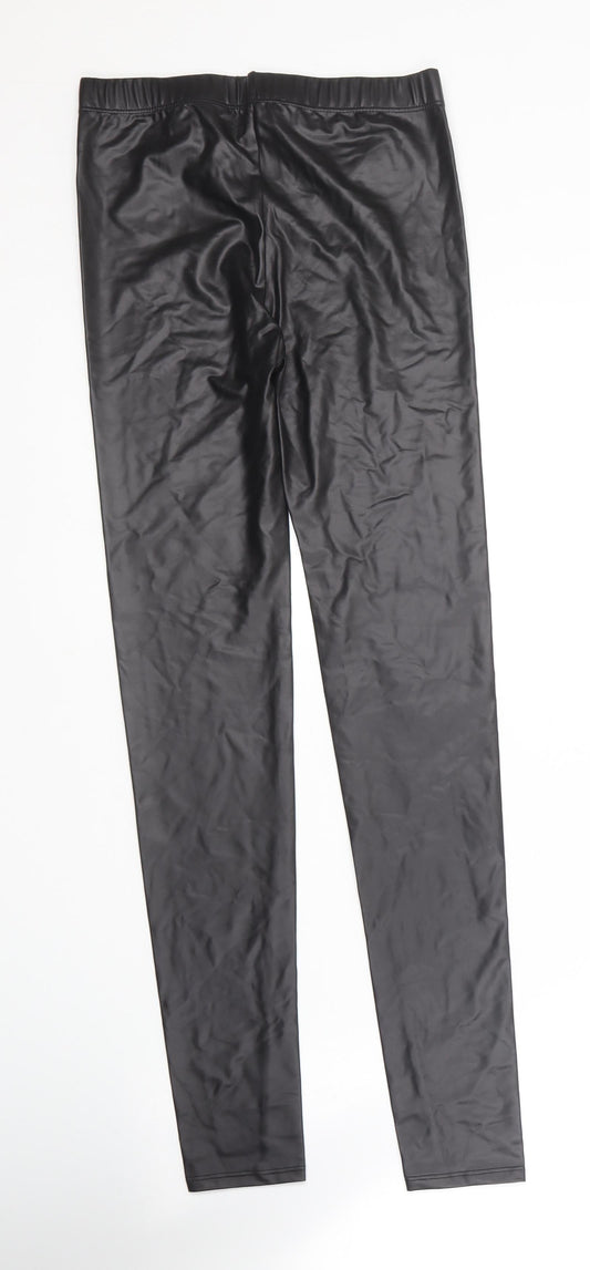 Atmosphere Womens Black Polyester Carrot Leggings Size 6 L28 in - Leather