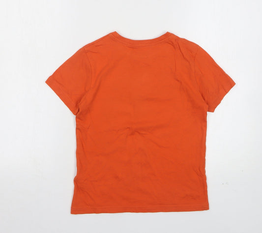 Primark Boys Orange Cotton Basic T-Shirt Size 7-8 Years Round Neck