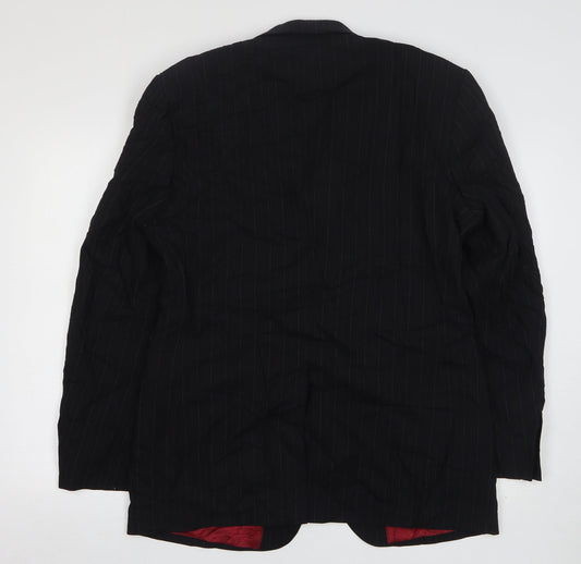 Burton Mens Black Striped Wool Jacket Suit Jacket Size 40