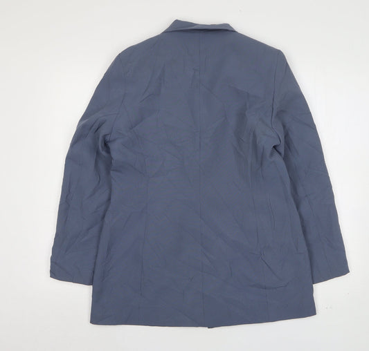 Essentials Womens Blue Polyester Jacket Suit Jacket Size 12
