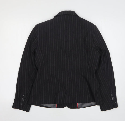 Autonomy Womens Grey Striped Polyester Jacket Suit Jacket Size 12