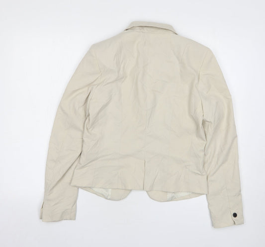 H&M Womens Beige Polyester Jacket Suit Jacket Size 10