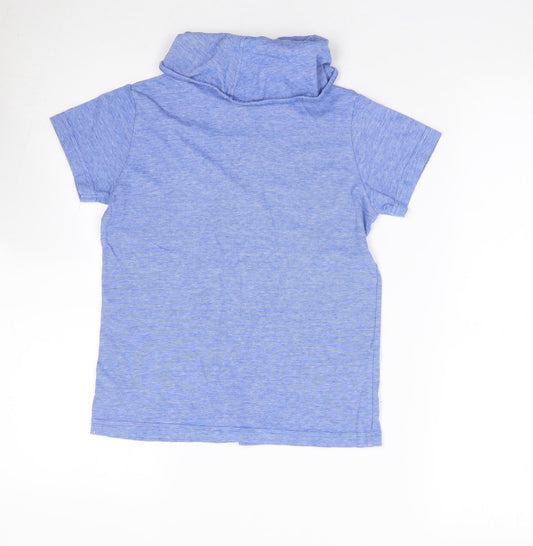 NEXT Boys Blue 100% Cotton Jersey T-Shirt Size 7 Years Roll Neck Pullover