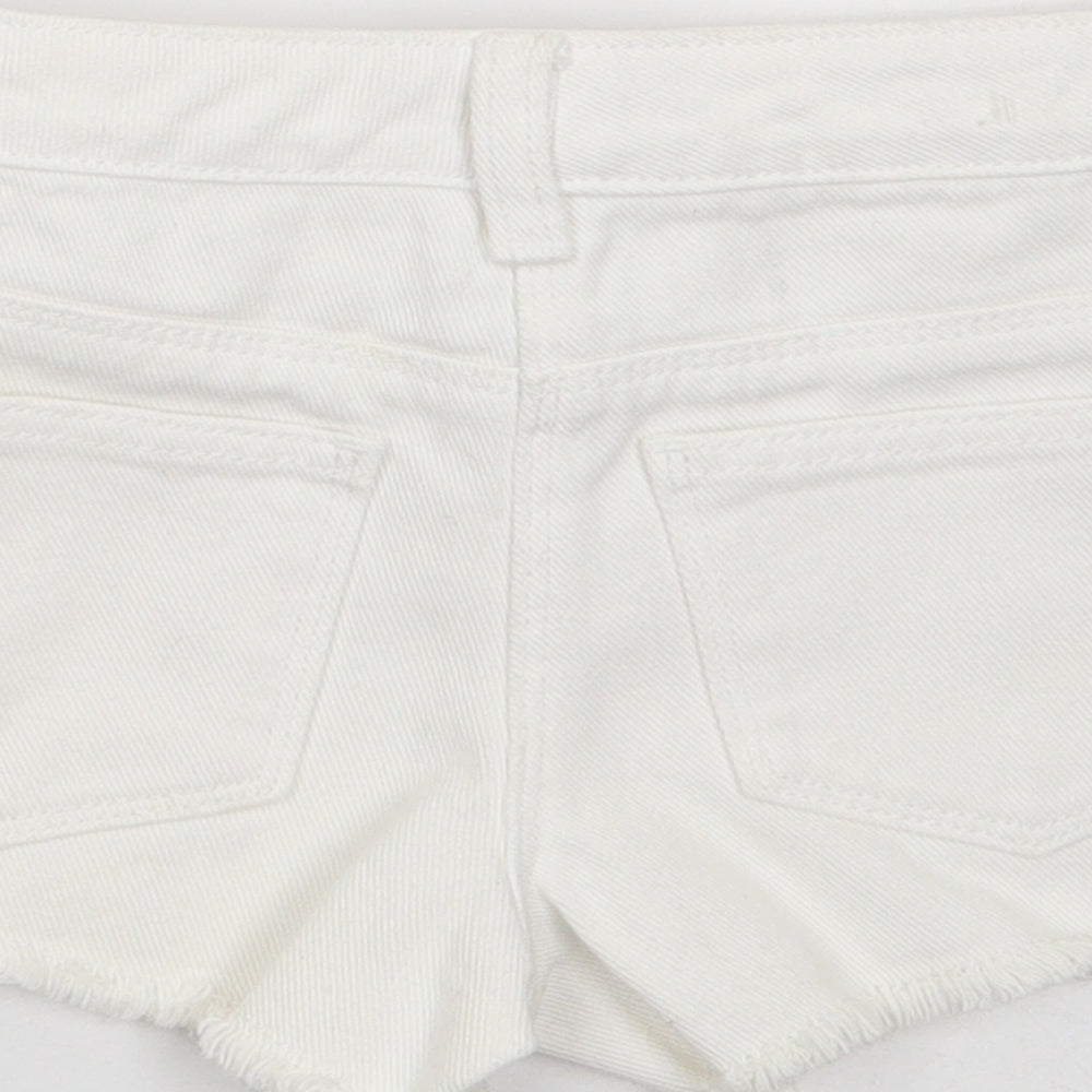 NEXT Girls Ivory 100% Cotton Cut-Off Shorts Size 5 Years Regular Zip